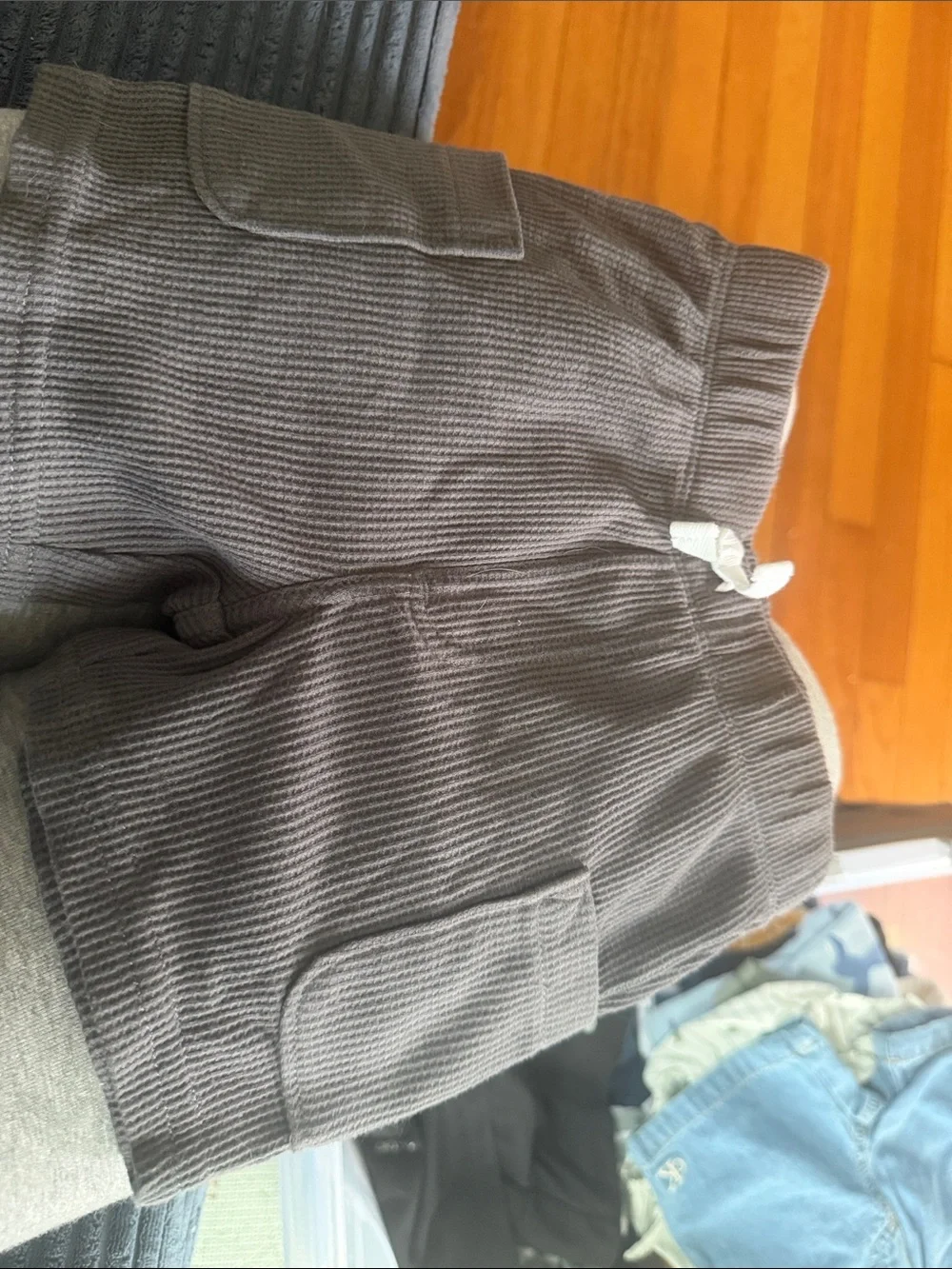 Carter's Gray Ribbed Pull-On Cargo Shorts